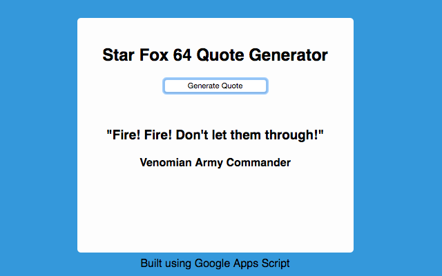 Star Fox 64 Quote Generator